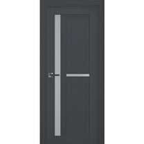 Interior Solid French Door Frosted Glass | Veregio 7288 Antracite | Single Regular Panel Frame Trims Handle | Bathroom Bedroom Sturdy Doors -36" x 84"