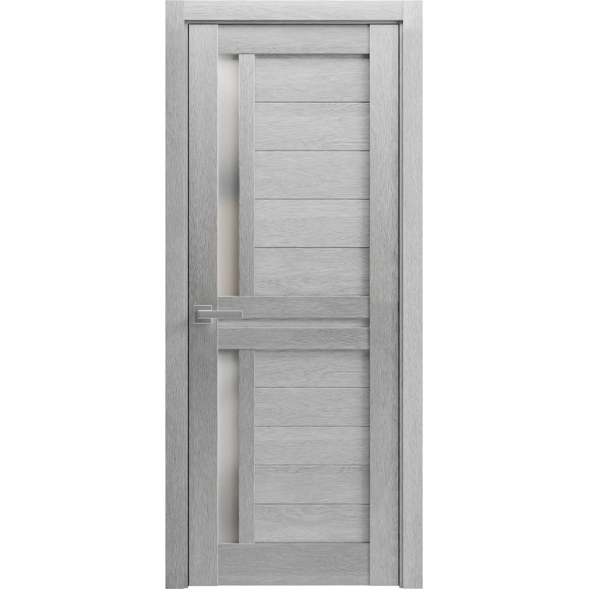 Light Grey Oak 30" x 80" Interior French Door with Frosted Glass