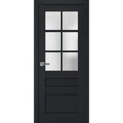 Interior Solid French Door Frosted Glass | Veregio 7339 Antracite | Single Regular Panel Frame Trims Handle | Bathroom Bedroom Sturdy Doors -24 x 84