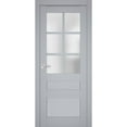 thumbnail image 1 of Interior Solid French Door Frosted Glass | Veregio 7339 Matte Grey | Single Regular Panel Frame Trims Handle | Bathroom Bedroom Sturdy Doors -36" x 84", 1 of 6