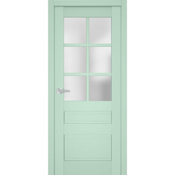 Interior Solid French Door Frosted Glass | Veregio 7339 Oliva | Single Regular Panel Frame Trims Handle | Bathroom Bedroom Sturdy Doors -36" x 84"