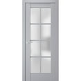 thumbnail image 1 of Interior Solid French Door Frosted Glass | Veregio 7412 Matte Grey | Single Regular Panel Frame Trims Handle | Bathroom Bedroom Sturdy Doors -28" x 80", 1 of 6