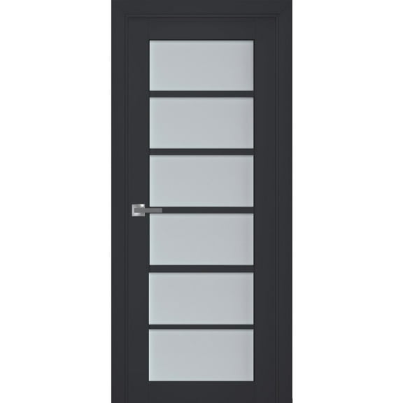 Interior Solid French Door Frosted Glass | Veregio 7602 Antracite | Single Regular Panel Frame Trims Handle | Bathroom Bedroom Sturdy Doors -36" x 84"