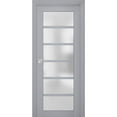 thumbnail image 1 of Interior Solid French Door Frosted Glass | Veregio 7602 Matte Grey | Single Regular Panel Frame Trims Handle | Bathroom Bedroom Sturdy Doors -28" x 80", 1 of 6