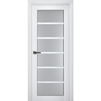 Interior Solid French Door Frosted Glass | Veregio 7602 White Silk | Single Regular Panel Frame Trims Handle | Bathroom Bedroom Sturdy Doors -36" x 84"