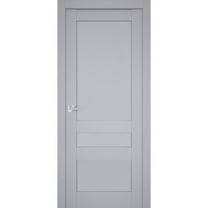 Interior Solid French Door | Veregio 7411 Matte Grey | Single Regular Panel Frame Trims Handle | Bathroom Bedroom Sturdy Doors -36" x 84"