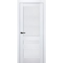 Interior Solid French Door | Veregio 7411 White Silk | Single Regular Panel Frame Trims Handle | Bathroom Bedroom Sturdy Doors -36" x 84"