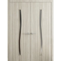 Interior Solid French Double Doors 36 x 80 in - LUNO 2003 Oak - Wood Interior Solid Panel Frame - Closet Bedroom Modern Doors