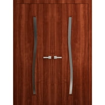 Interior Solid French Double Doors 36 x 80 in - LUNO 2003 Walnut - Wood Interior Solid Panel Frame - Closet Bedroom Modern Doors