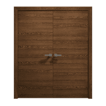 Interior Solid French Double Doors 36 x 80 inches | Ego 5000 Cognac Oak | Wood Interior Solid Panel Frame | Closet Bedroom Modern Doors
