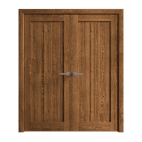 Interior Solid French Double Doors 36 x 80 inches | Ego 5006 Cognac Oak | Wood Interior Solid Panel Frame | Closet Bedroom Modern Doors