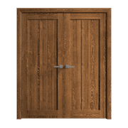 Interior Solid French Double Doors 36 x 80 inches | Ego 5006 Cognac Oak | Wood Interior Solid Panel Frame | Closet Bedroom Modern Doors