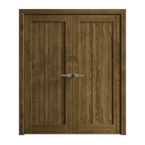 Interior Solid French Double Doors 36 x 80 inches | Ego 5006 Marble Oak | Wood Interior Solid Panel Frame | Closet Bedroom Modern Doors