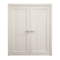 Interior Solid French Double Doors 36 x 80 inches | Ego 5006 Painted White Oak | Wood Interior Solid Panel Frame | Closet Bedroom Modern Doors