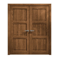 Interior Solid French Double Doors 36 x 80 inches | Ego 5010 Cognac Oak | Wood Interior Solid Panel Frame | Closet Bedroom Modern Doors