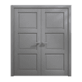 thumbnail image 1 of Interior Solid French Double Doors 36 x 80 inches | Ego 5010 Painted Grey Oak | Wood Interior Solid Panel Frame | Closet Bedroom Modern Doors, 1 of 5