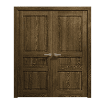 Interior Solid French Double Doors 36 x 80 inches | Ego 5012 Marble Oak | Wood Interior Solid Panel Frame | Closet Bedroom Modern Doors