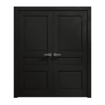 Interior Solid French Double Doors 36 x 80 inches | Ego 5012 Painted Black Oak | Wood Interior Solid Panel Frame | Closet Bedroom Modern Doors