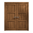 thumbnail image 1 of Interior Solid French Double Doors 48 x 80 inches | Ego 5010 Cognac Oak | Wood Interior Solid Panel Frame | Closet Bedroom Modern Doors, 1 of 5