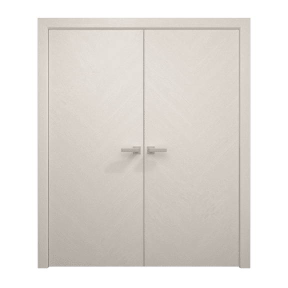 Interior Solid French Double Doors 64 x 80 inches | Ego 5005 Painted White Oak | Wood Interior Solid Panel Frame | Closet Bedroom Modern Doors