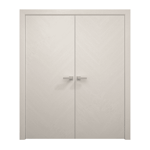 Interior Solid French Double Doors 84 x 80 inches | Ego 5005 Painted White Oak | Wood Interior Solid Panel Frame | Closet Bedroom Modern Doors