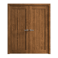 thumbnail image 1 of Interior Solid French Double Doors 84 x 80 inches | Ego 5006 Cognac Oak | Wood Interior Solid Panel Frame | Closet Bedroom Modern Doors, 1 of 5