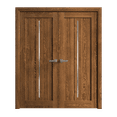 thumbnail image 1 of Interior Solid French Double Doors 84 x 80 inches | Ego 5014 Cognac Oak | Wood Interior Solid Panel Frame | Closet Bedroom Modern Doors, 1 of 5