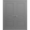 thumbnail image 1 of Interior Solid French Double Doors 84 x 80 inches / Mela 7001 Painted Grey / Wood Interior Solid Panel Frame / Closet Bedroom Modern Doors, 1 of 4