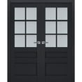 thumbnail image 1 of Interior Solid French Double Doors Frosted Glass | Veregio 7339 Antracite | Wood Solid Panel Frame Trims | Closet Bedroom Sturdy Doors -64" x 80" (2* 32x80), 1 of 6