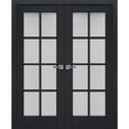 thumbnail image 1 of Interior Solid French Double Doors Frosted Glass | Veregio 7412 Antracite | Wood Solid Panel Frame Trims | Closet Bedroom Sturdy Doors -48" x 96" (2* 24x96), 1 of 6