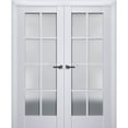 thumbnail image 1 of Interior Solid French Double Doors Frosted Glass | Veregio 7412 White Silk | Wood Solid Panel Frame Trims | Closet Bedroom Sturdy Doors -48" x 96" (2* 24x96), 1 of 6