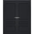 thumbnail image 1 of Interior Solid French Double Doors | Veregio 7411 Antracite | Wood Solid Panel Frame Trims | Closet Bedroom Sturdy Doors -48" x 80" (2* 24x80), 1 of 6