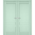 thumbnail image 1 of Interior Solid French Double Doors | Veregio 7411 Oliva | Wood Solid Panel Frame Trims | Closet Bedroom Sturdy Doors -64" x 84" (2* 32x84), 1 of 6