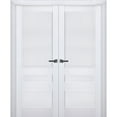thumbnail image 1 of Interior Solid French Double Doors | Veregio 7411 White Silk | Wood Solid Panel Frame Trims | Closet Bedroom Sturdy Doors -72" x 80" (2* 36x80), 1 of 6