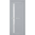 thumbnail image 1 of Interior Solid French Pre-Hung Door Frosted Glass | Veregio 7288 Matte Grey | Single Regular Panel Frame Trims Handle | Bathroom Bedroom Sturdy Doors -30" x 96", 1 of 6