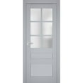 thumbnail image 1 of Interior Solid French Pre-Hung Door Frosted Glass | Veregio 7339 Matte Grey | Single Regular Panel Frame Trims Handle | Bathroom Bedroom Sturdy Doors -30" x 84", 1 of 7
