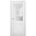 thumbnail image 1 of Interior Solid French Pre-Hung Door Frosted Glass | Veregio 7339 White Silk | Single Regular Panel Frame Trims Handle | Bathroom Bedroom Sturdy Doors -18" x 80", 1 of 6