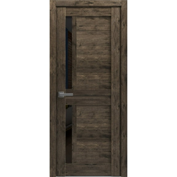 Interior Solid French Pre-Hung Door Frosted Glass | Veregio 7588 Cognac Oak | Single Regular Panel Frame Trims Handle | Bathroom Bedroom Sturdy Doors -24" x 96"