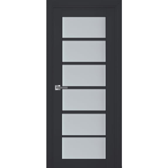 Interior Solid French Pre-Hung Door Frosted Glass | Veregio 7602 Antracite | Single Regular Panel Frame Trims Handle | Bathroom Bedroom Sturdy Doors -24" x 96"