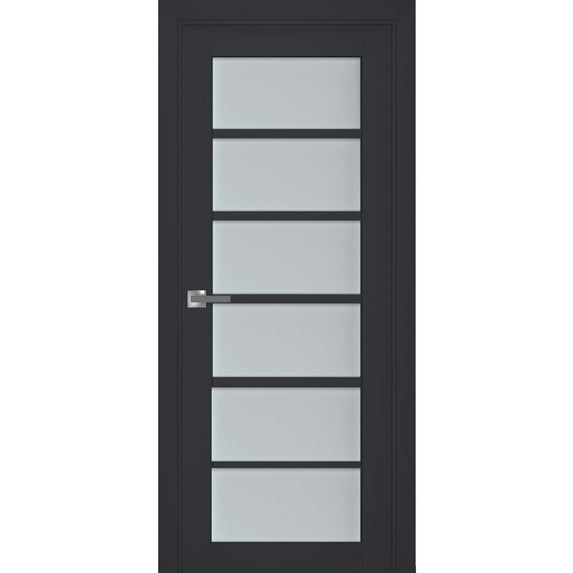Interior Solid French Pre-Hung Door Frosted Glass | Veregio 7602 Antracite | Single Regular Panel Frame Trims Handle | Bathroom Bedroom Sturdy Doors -30" x 96"