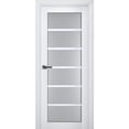 thumbnail image 1 of Interior Solid French Pre-Hung Door Frosted Glass | Veregio 7602 White Silk | Single Regular Panel Frame Trims Handle | Bathroom Bedroom Sturdy Doors -18" x 84", 1 of 6