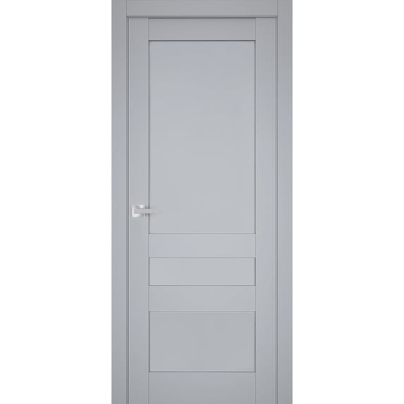 Interior Solid French Pre-Hung Door | Veregio 7411 Matte Grey | Single Regular Panel Frame Trims Handle | Bathroom Bedroom Sturdy Doors -28" x 80"