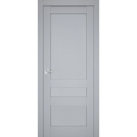 Interior Solid French Pre-Hung Door | Veregio 7411 Matte Grey | Single Regular Panel Frame Trims Handle | Bathroom Bedroom Sturdy Doors -30" x 96"