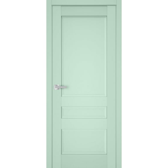 Interior Solid French Pre-Hung Door | Veregio 7411 Oliva | Single Regular Panel Frame Trims Handle | Bathroom Bedroom Sturdy Doors -18" x 80"