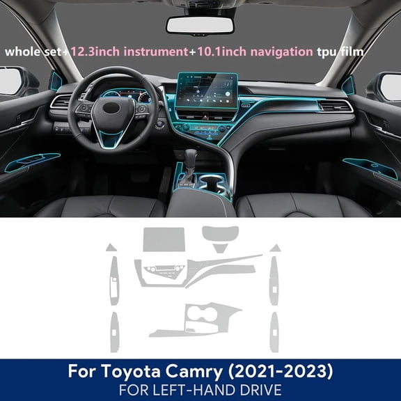 Interior Sticker Tpu for Toyota Camry 2021-2023 10.1inch Center Console Gear Navigation Dashboard Door Window Clear Film LHD