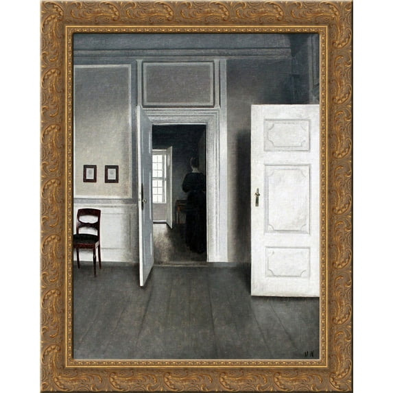 Interior Strandgade 30 24x20 Gold Ornate Wood Framed Canvas Art by Vilhelm Hammershoi