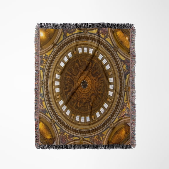 Interior View Of Dome Of St Pauls Cathedral, St Pauls, London, Woven Blanket