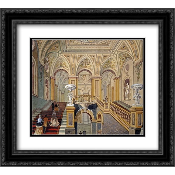 Interior Views of The Conservative Club 2x Matted 22x20 Black Ornate Framed Art Print by Sang, Frederick J.