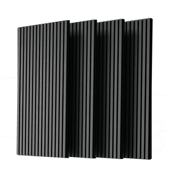 Interior Wall and Ceiling Gray Fluted Slat Acoustic Wall Panels 4 Pack 45.27 x 23.62 Inch MDF and Polyester Building Material