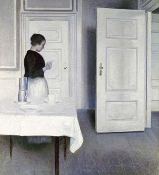 Interior With a Woman Reading a Letter Canvas Art - Vilhelm Hammershoi (24 x 24)